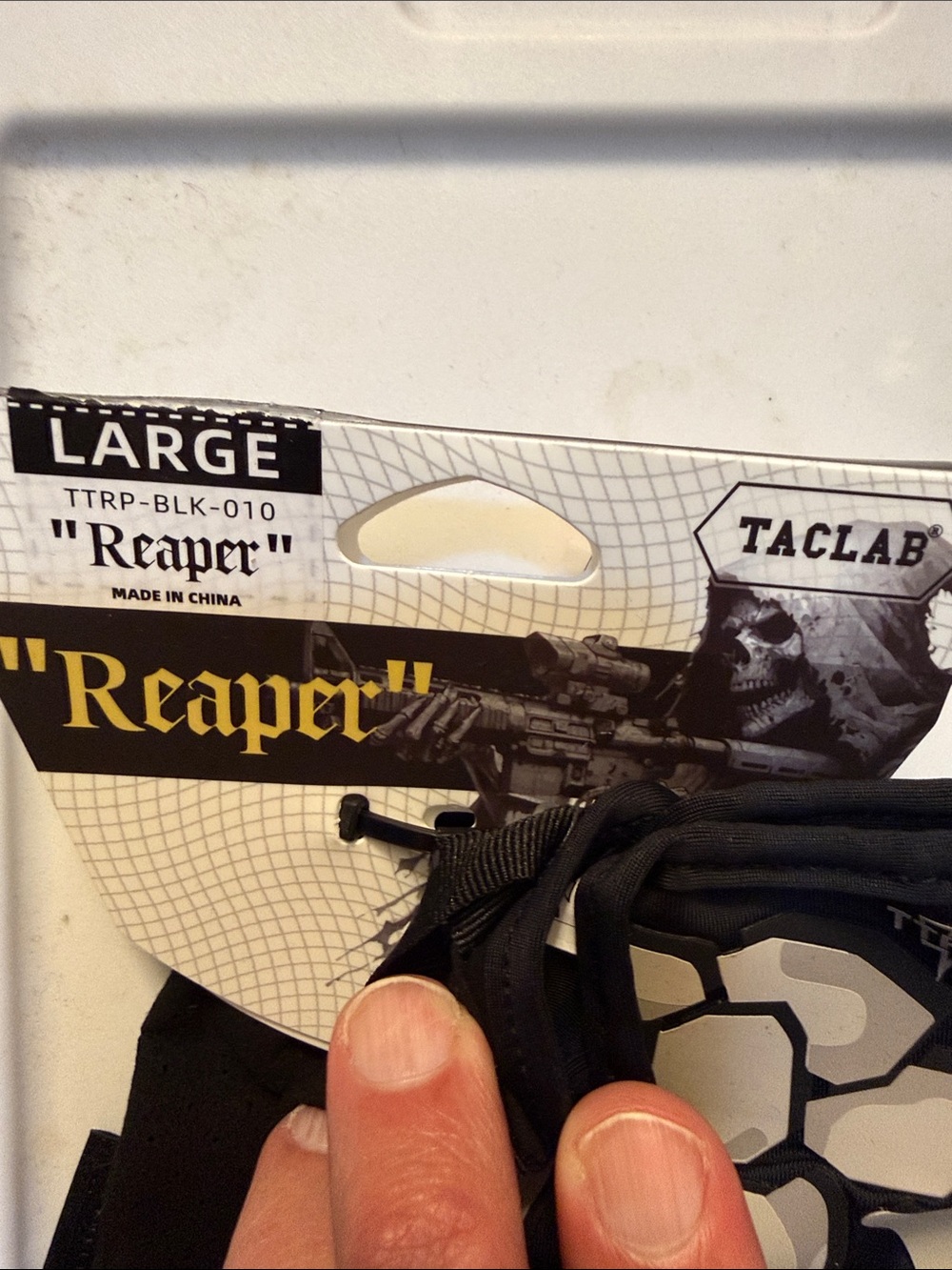 Men's Black Reaper Tactical Gloves with Grey Skeleton Print - Picture 2 of 6